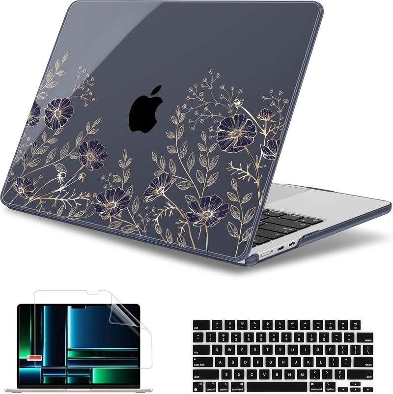 May Chen غطاء لجهاز MacBook Air 13.6 بوصة M4 موديلات 2025 2024 2023 2022: A3240 A3113 M3 A2681 M2، غطاء صلب بلاستيكي لجهاز MacBook Air 13.6" مع شاشة Retina يتناسب مع Touch ID، فن زهور - Image 1